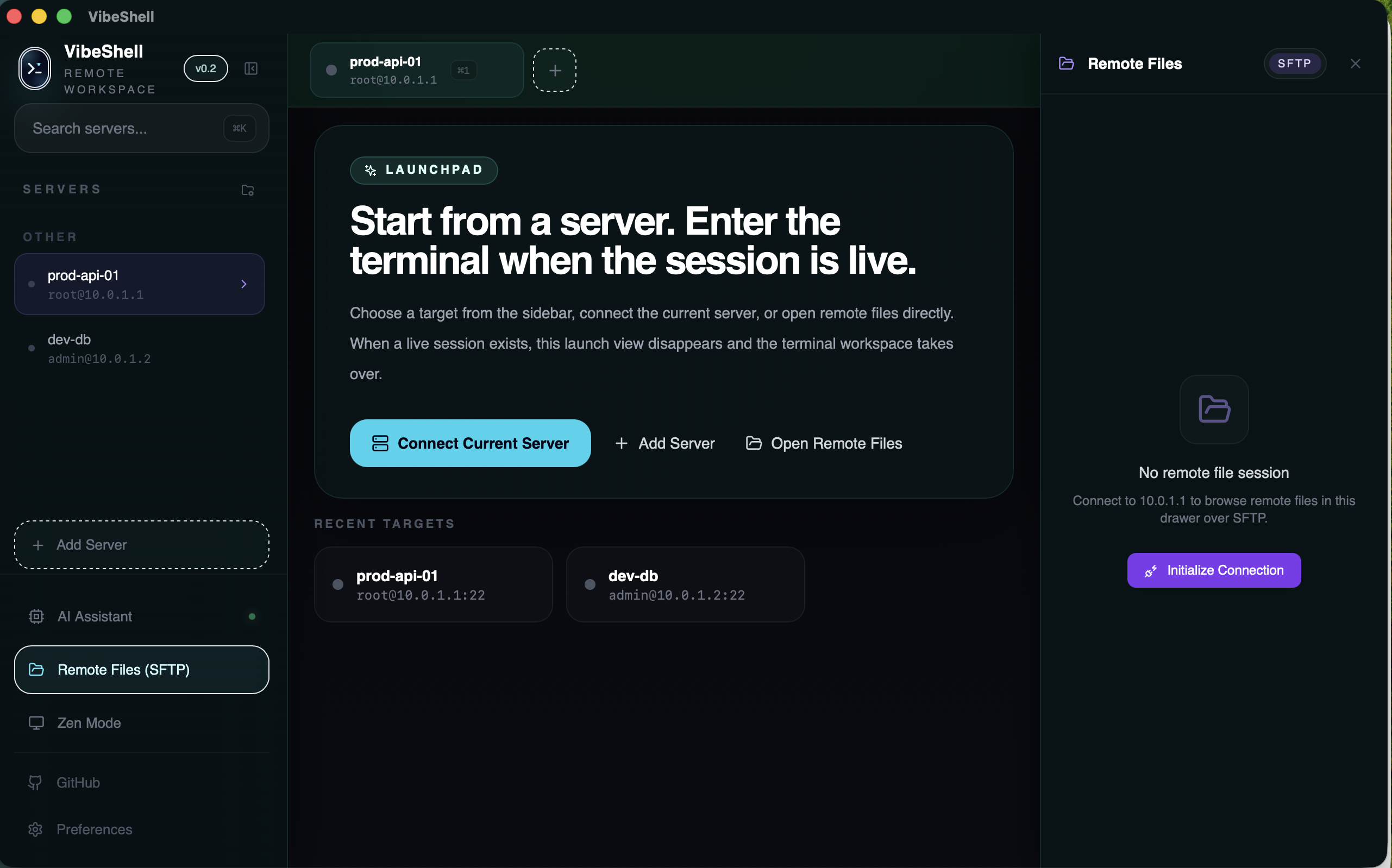 Main VibeShell workspace